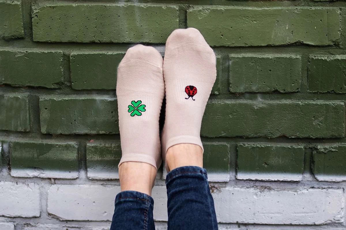 Socquettes Active Day Écrues Trèfle & Coccinelle 2 Socquettes Active Day Écrues Trèfle & Coccinelle – Image 2