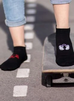 Socquettes Active Day Noires Ange & Démon -Le Bar à Chaussettes PH08 908 VFB 4