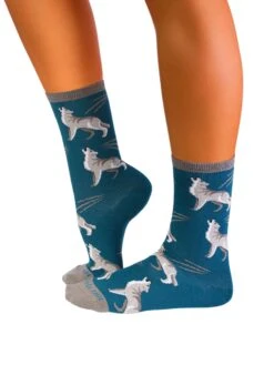 Chaussettes Coton Bleues Loups Blancs -Le Bar à Chaussettes PH12 036 VBF2