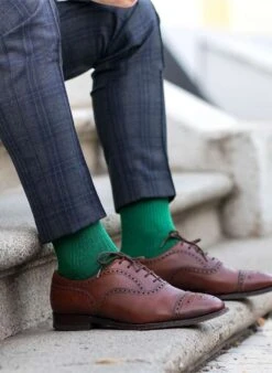 Chaussettes Sans Élastique Coton Bio Vert Foncé -Le Bar à Chaussettes PH12 909F V 1