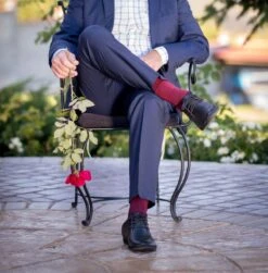 Chaussettes Haut-Mollet Laine Mérinos & Coton Bordeaux -Le Bar à Chaussettes PH17 343 3H