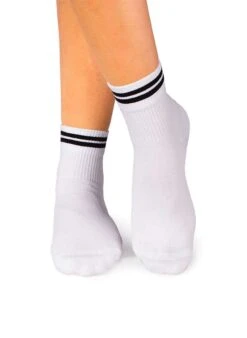 Chaussettes Courtes Active Day Blanches Bandes Noires -Le Bar à Chaussettes PH28 901 VFB 2