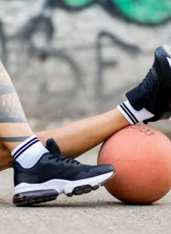 Chaussettes Courtes Active Day Blanches Bandes Noires -Le Bar à Chaussettes PH28 901 VFB 5