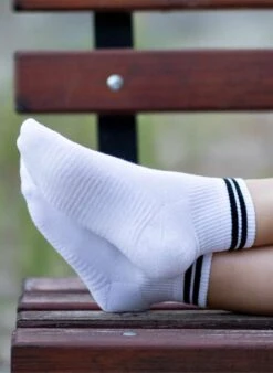 Chaussettes Courtes Active Day Blanches Bandes Noires -Le Bar à Chaussettes PH28 901 VFB 6