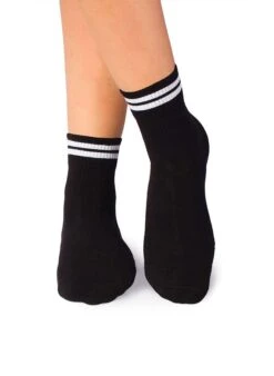 Chaussettes Courtes Active Day Noires Bandes Blanches -Le Bar à Chaussettes PH28 902 VFB 2