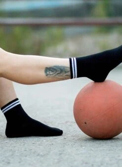 Chaussettes Courtes Active Day Noires Bandes Blanches -Le Bar à Chaussettes PH28 902 VFB 4