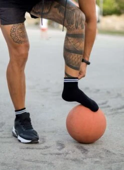 Chaussettes Courtes Active Day Noires Bandes Blanches -Le Bar à Chaussettes PH28 902 VFB 5