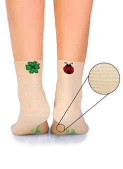 Chaussettes Courtes Active Day Écrues Trèfle & Coccinelle