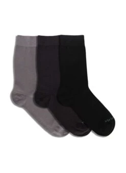 Boite De 3 Paires De Chaussettes En Bambou Unies - Gris, Anthracite, Noir
