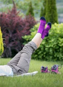 Chaussettes De Randonnée Courtes Fines Laine Mérinos Fuchsia -Le Bar à Chaussettes TF21 003 VFB 3