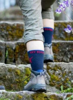 Chaussettes De Randonnée Fines Laine Mérinos Bleues -Le Bar à Chaussettes TF31 002 VFB 2