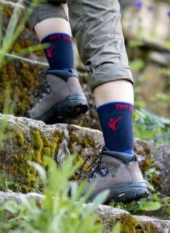 Chaussettes De Randonnée Fines Laine Mérinos Bleues -Le Bar à Chaussettes TF31 002 VFB 3