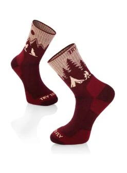 Chaussettes De Randonnée Laine Mérinos Bordeaux