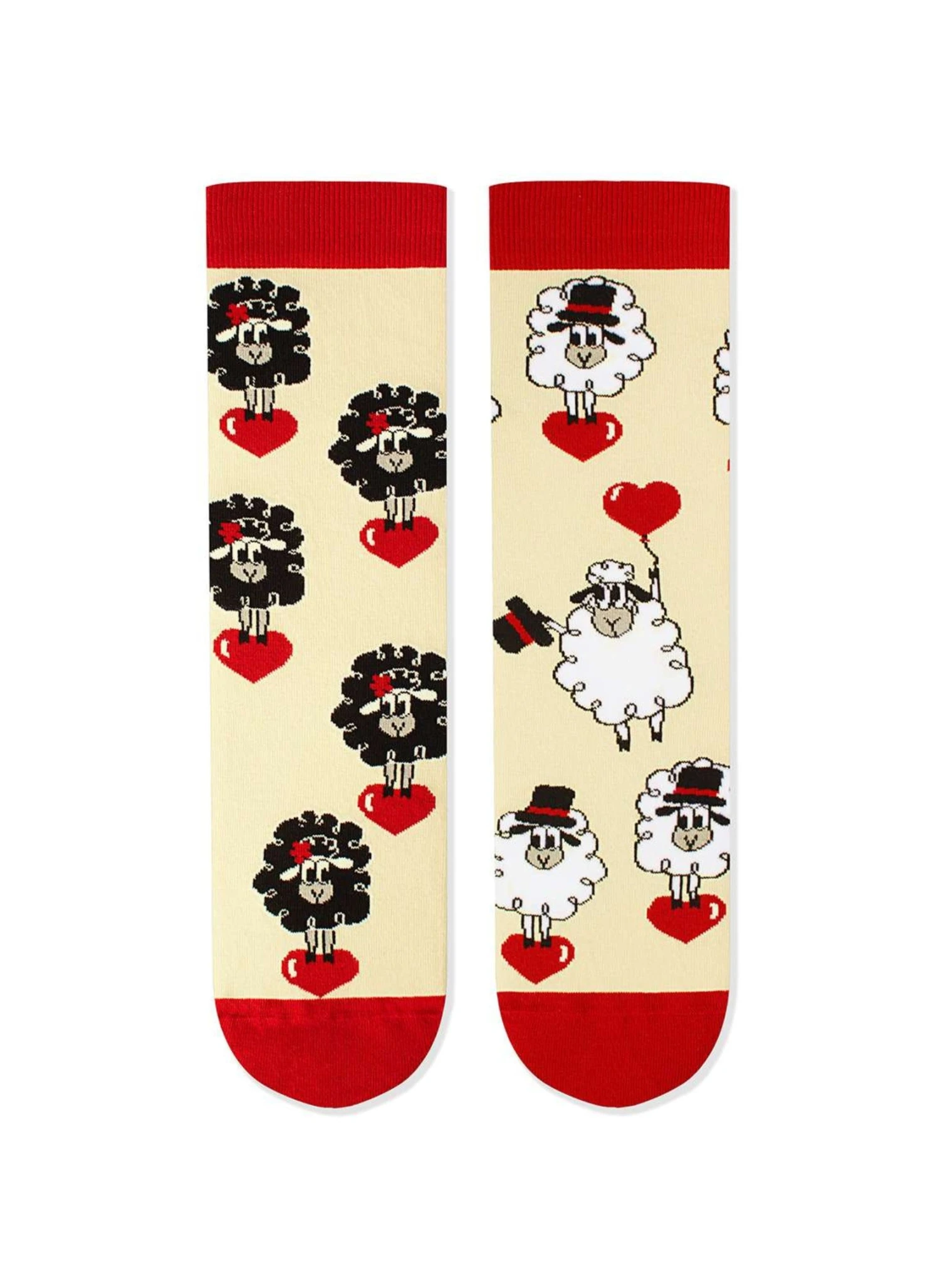 Chaussettes Arty Moutons Amoureux - Écrues 2 Chaussettes Arty Moutons Amoureux - Écrues – Image 2