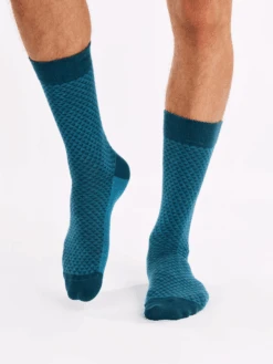 Chaussettes Bambou Jacquard Bleues Émeraude -Le Bar à Chaussettes le bar a chaussettes chaussettes bambou jacquard bleues emeraude 52351631098189