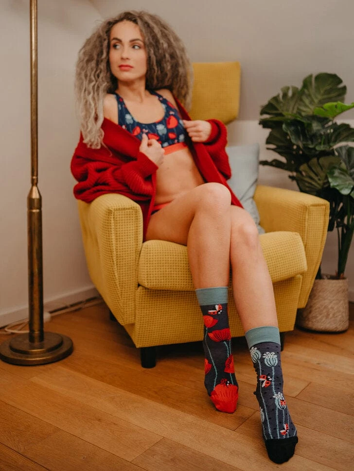 Chaussettes Coccinelles Et Fleurs De Pavot 5 Chaussettes Coccinelles Et Fleurs De Pavot – Image 5