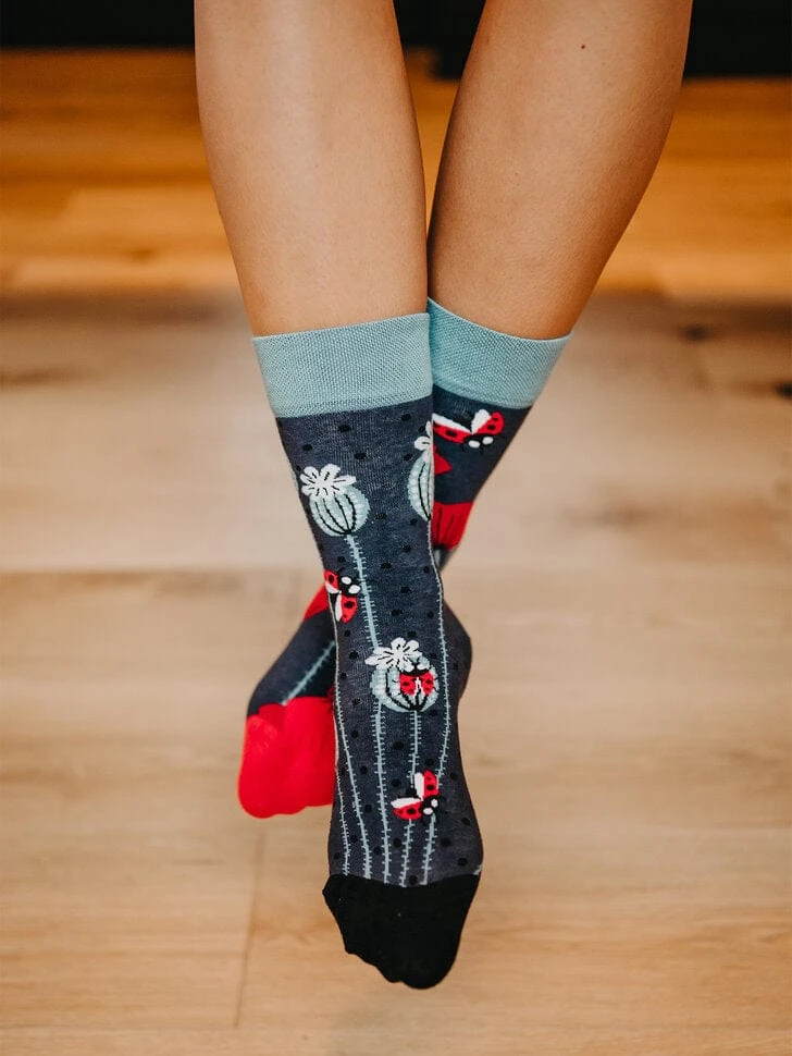 Chaussettes Coccinelles Et Fleurs De Pavot 4 Chaussettes Coccinelles Et Fleurs De Pavot – Image 4