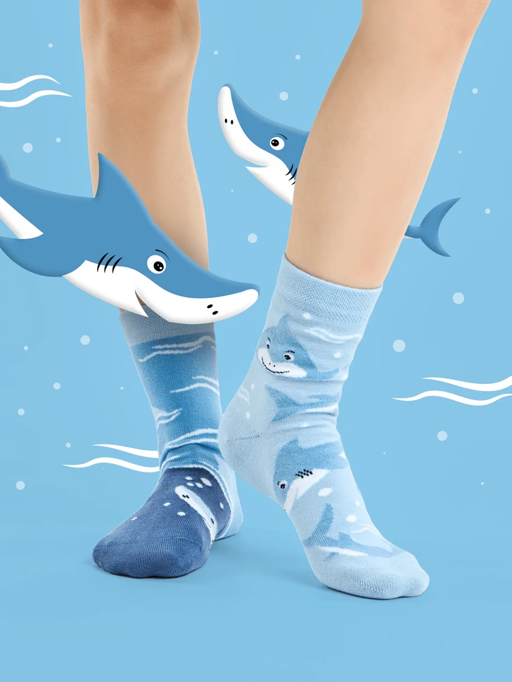 Chaussettes Enfants Requin Gris 2 Chaussettes Enfants Requin Gris – Image 2