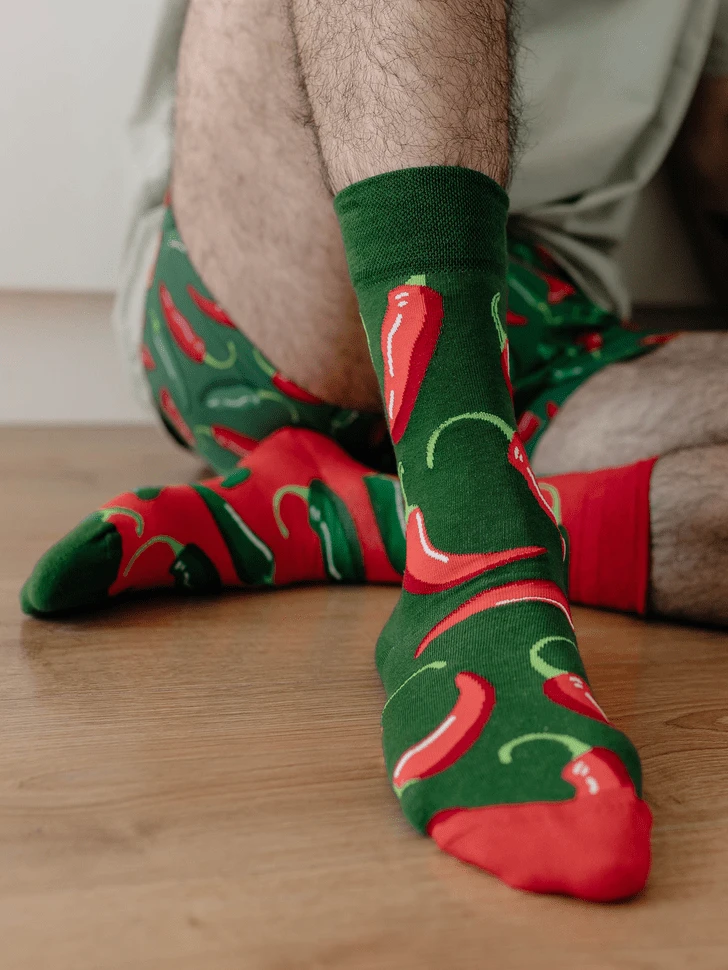 Chaussettes Piments Rouges Et Verts 2 Chaussettes Piments Rouges Et Verts – Image 2